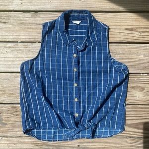 Aeropostale Tie Front Blue Denim Top